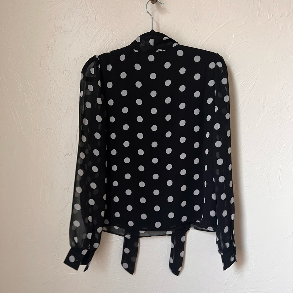 Walter Baker Duchess black polka dot neck tie top size S - Picture 6 of 10